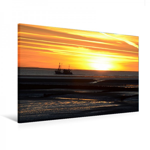 Leinwandbild "Fischerboot im Sonnenuntergang"